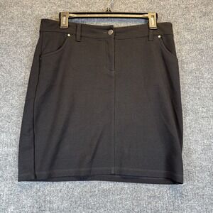 Eileen Fisher Skirt Women Size 8 Black‎ Button Zip Lightweight Stretch Business